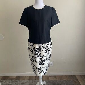 VTG SHOMI by Miller Shor 100% Silk Beaded Black & White Floral Dress - Size 6